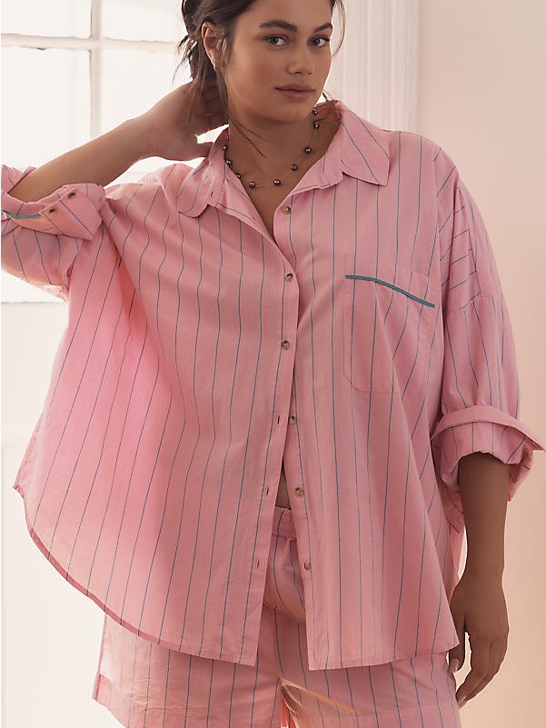 Anthropologie Pink Striped Women's Pajama Top
